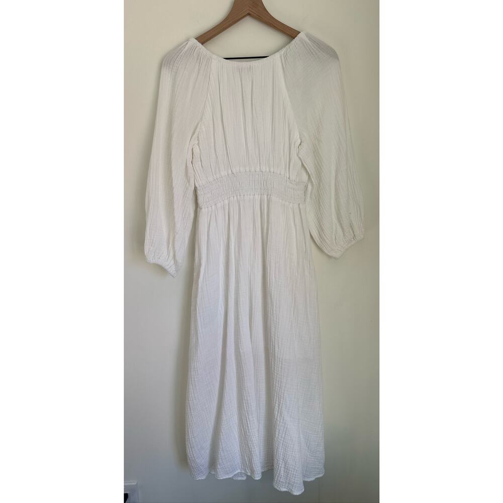 J. Crew Factory White Long-Sleeve Smocked Waist Maxi Dress - Picture 8 of 8